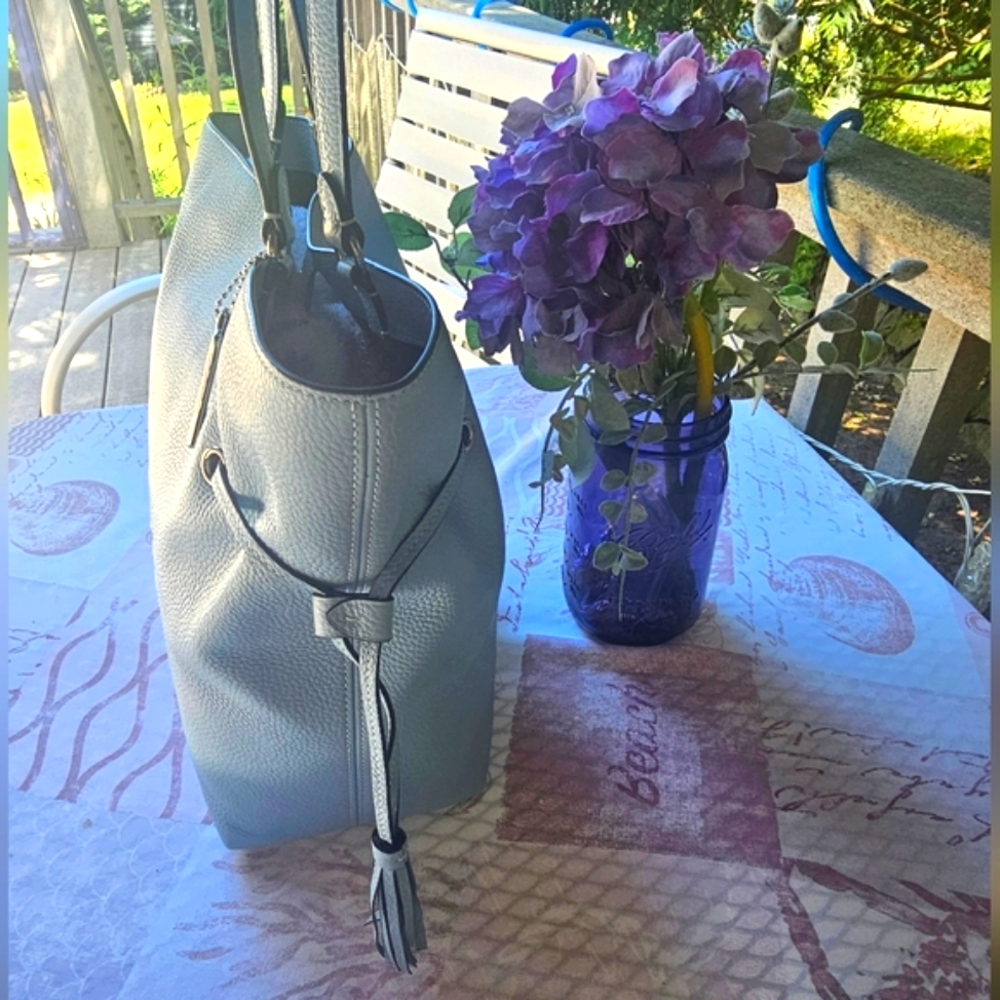 Coach Andy Tote in Pebble Leather Horse and Carriage in Blue - Picture 7 of 16